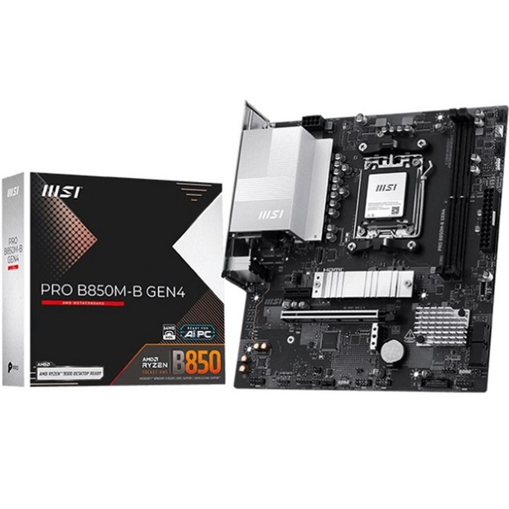 Материнская плата MSI PRO B850M-B GEN4 (AM5/AMD B850/2xDDR5/PCI-Ex16/2xM.2/SB7.1/GLAN/DisplayPort/HDMI/mATX)